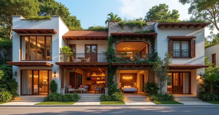 Quatro tipos de hospedagem distintos com hotel, pousada, hostel e aluguel por temporada em uma montagem realista